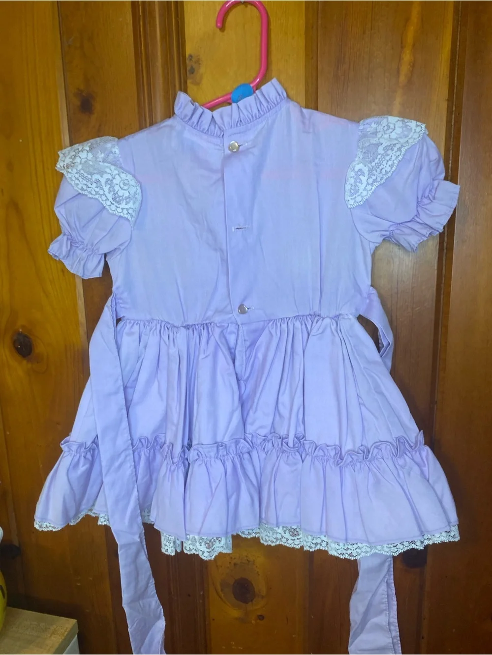Vintage “were fussy”Girls' Lavender Lace Ruffle Dress Top - Lavender